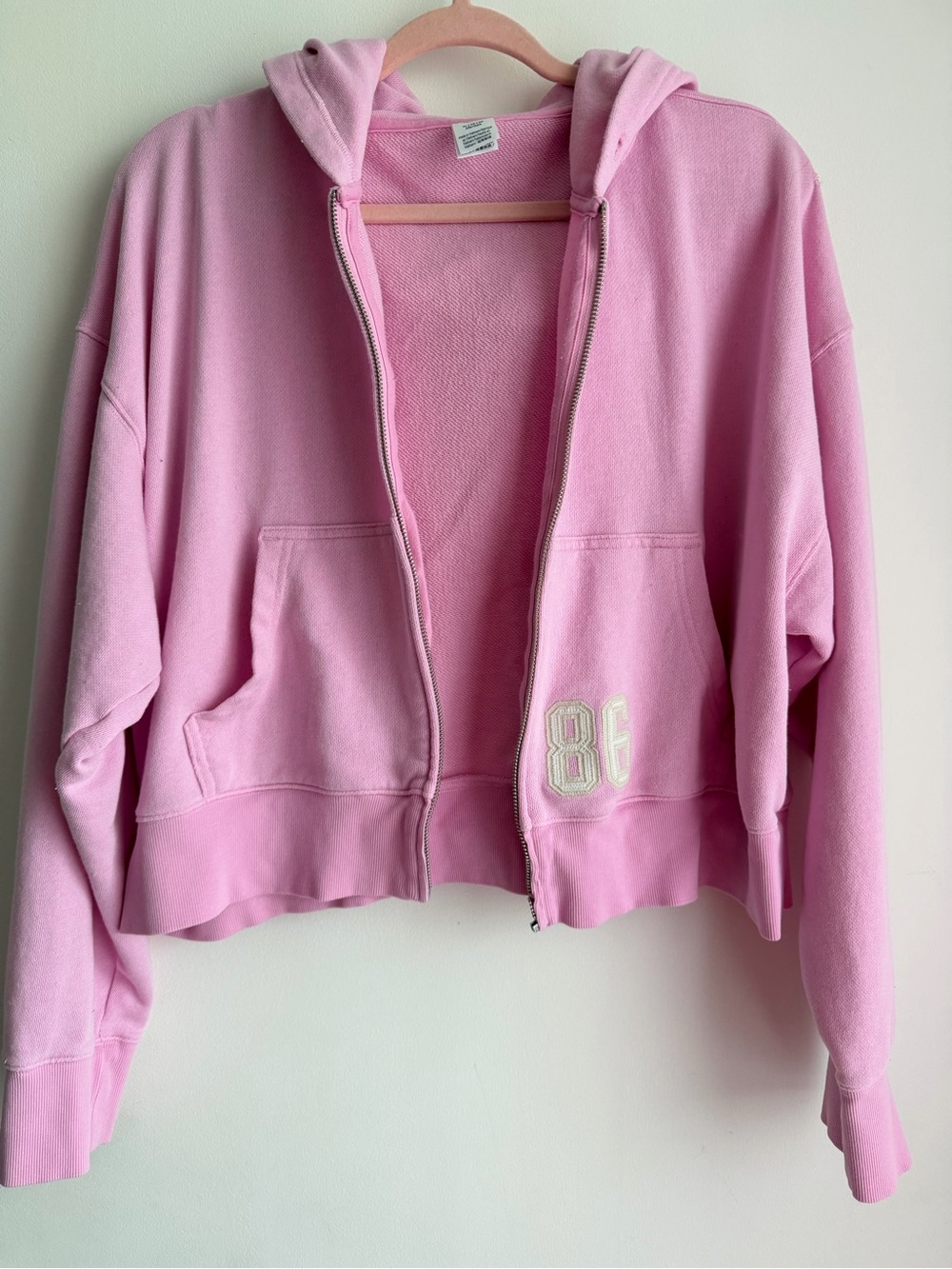 PINK Victoria's Secret Light Pink Hoodie with '86' Patch - Picture 2 of 6